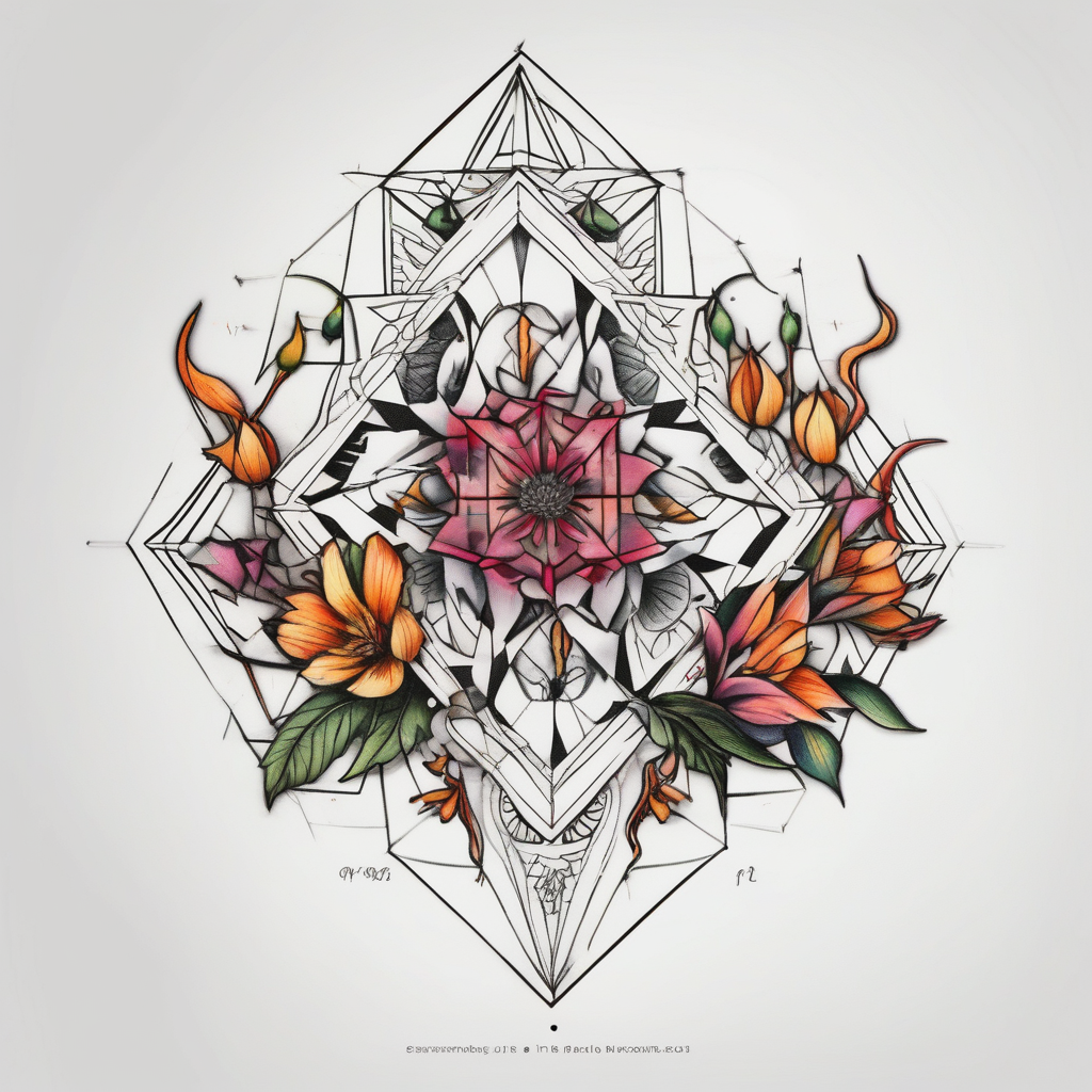 november, april, march, decmber, august, septemeber birth flower tattoo fishing tattoos, design de tatouage Géométrique généré par IA